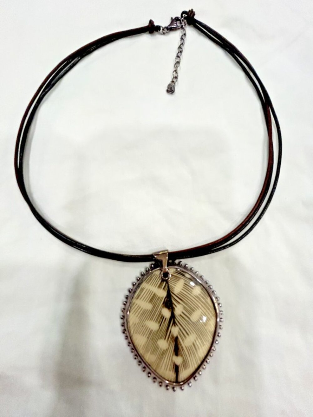New SILPADA Necklace Sterling Feather N2113 Resin Encased Leather